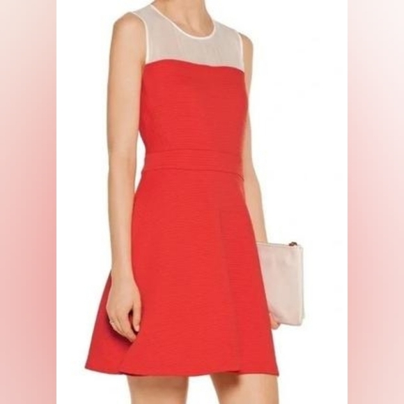 Sandro Paris Women's Sleeveless Mesh Mini Orange Casual Classic Dress Size M - Picture 2 of 16